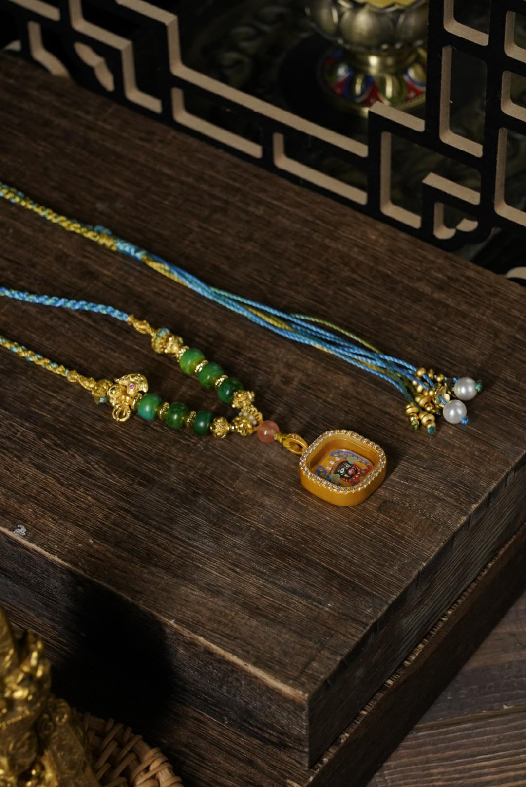 【扎基福坠】 藏式扎基拉姆小擦擦佛项链 大师手绘开光 手工编织国风挂件绳 国潮民族风吊坠